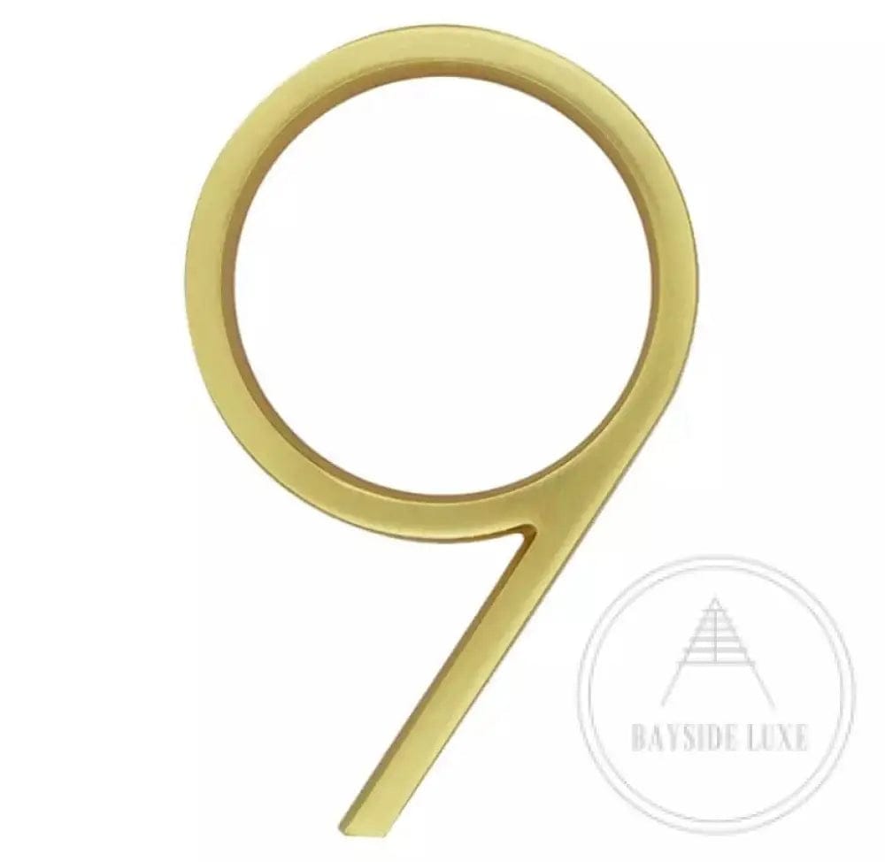 house number Bayside Luxe - Golden Brass Floating and Flush House Numbers - 125mm