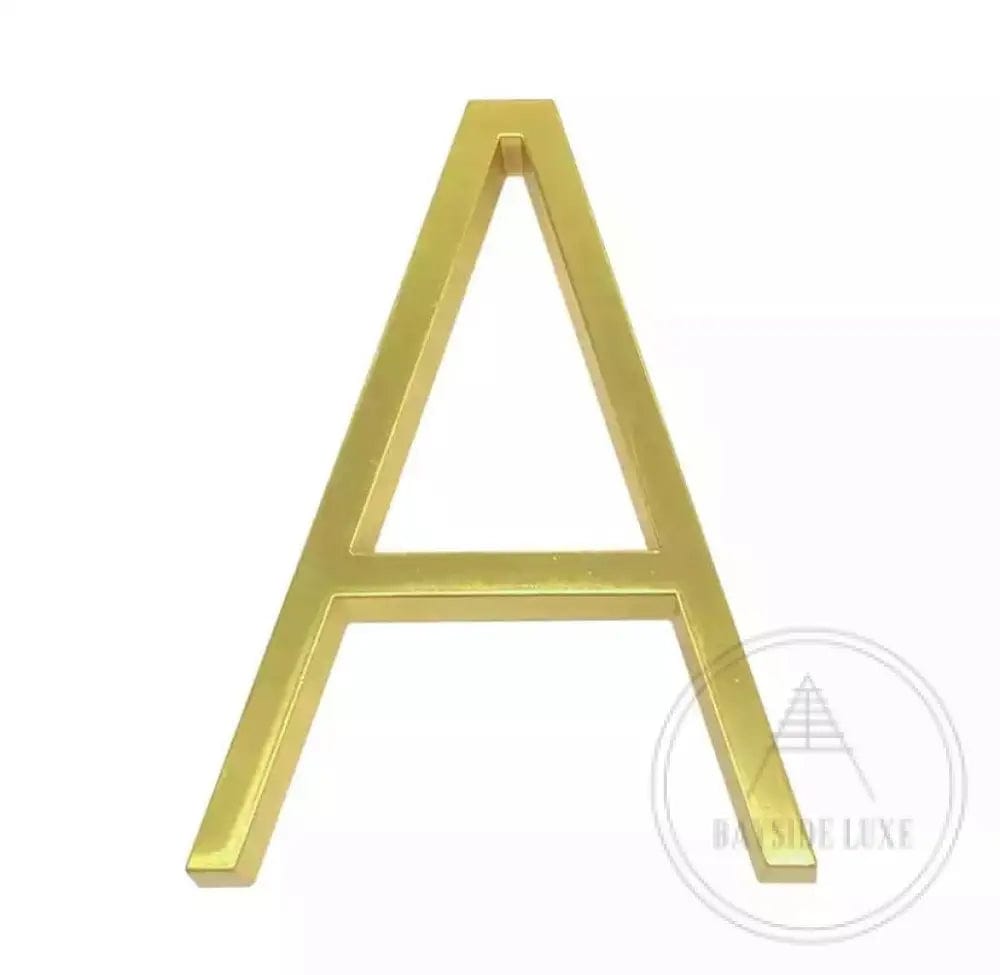 house number Bayside Luxe - Golden Brass Floating and Flush House Numbers - 125mm