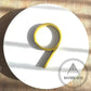 house number Bayside Luxe - Powder Coated Gold Floating and Flush House Numbers - 125mm
