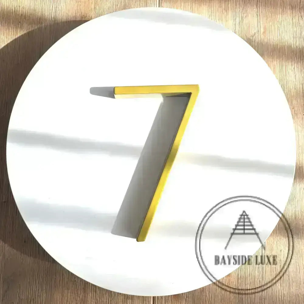 house number Bayside Luxe - Powder Coated Gold Floating and Flush House Numbers - 125mm