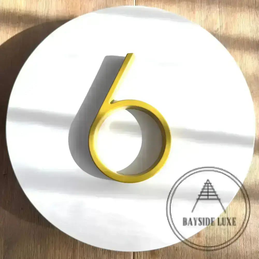 house number Bayside Luxe - Powder Coated Gold Floating and Flush House Numbers - 125mm
