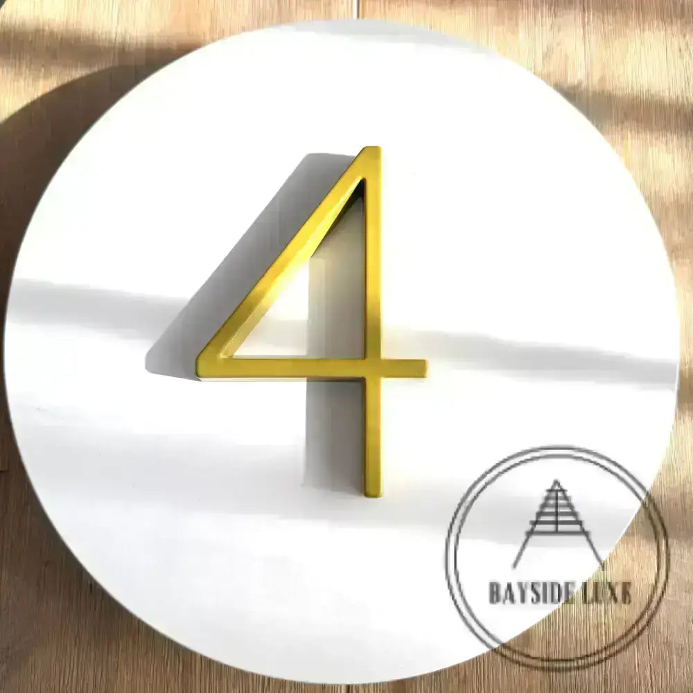 house number Bayside Luxe - Powder Coated Gold Floating and Flush House Numbers - 125mm