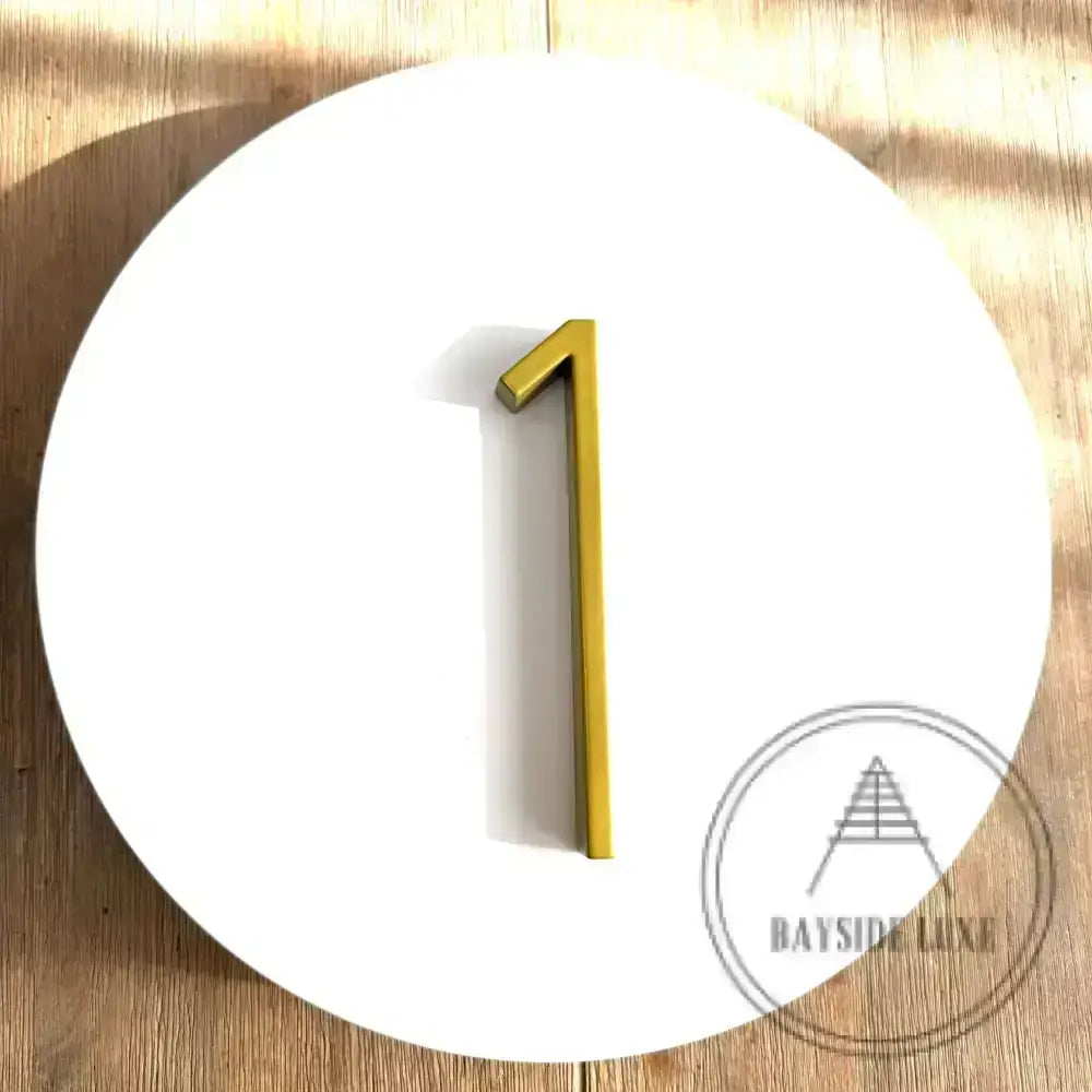 house number Bayside Luxe - Powder Coated Gold Floating and Flush House Numbers - 125mm