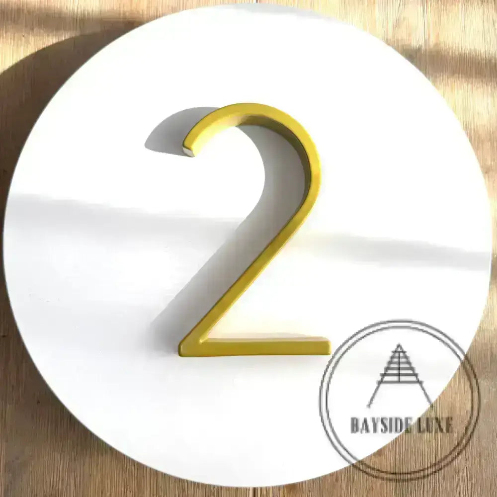 house number Bayside Luxe - Powder Coated Gold Floating and Flush House Numbers - 125mm