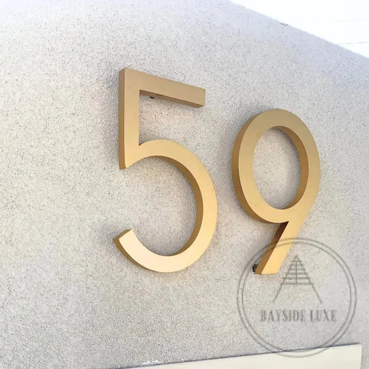 House Number Modern Bayside Luxe Floating House Numbers - Gold 150mm
