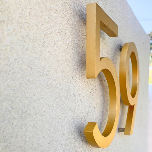 House Number Modern Bayside Luxe Floating House Numbers - Gold 150mm