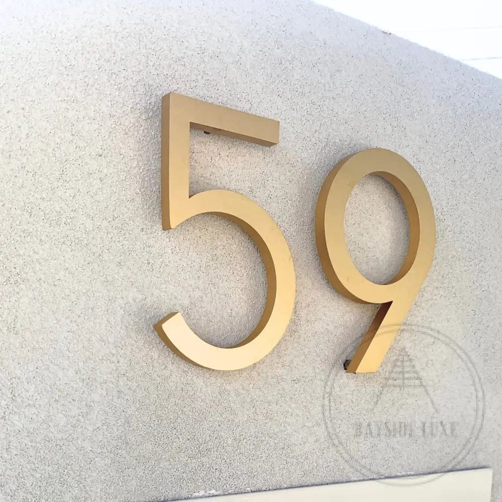 House Number Modern Bayside Luxe Floating House Numbers - Gold 150mm