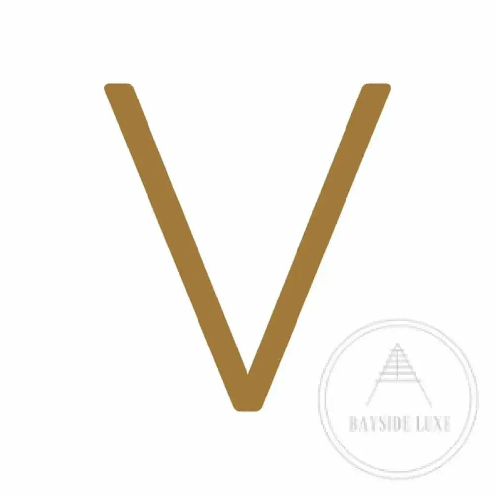 House Numbers and Letters 20 cm / V Bayside Luxe Signage - Solid Antique Brass Floating Numbers and Letters - Watson's Bay 20cm