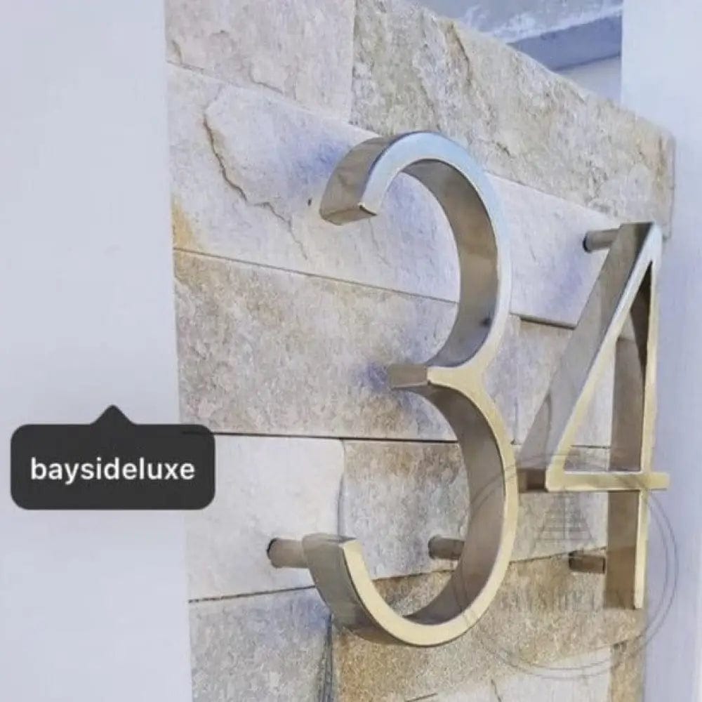 House Numbers and Letters 3 / Brushed Silver / 125mm Bayside Luxe - Brushed Silver Floating and Flush House Numbers - 125mm