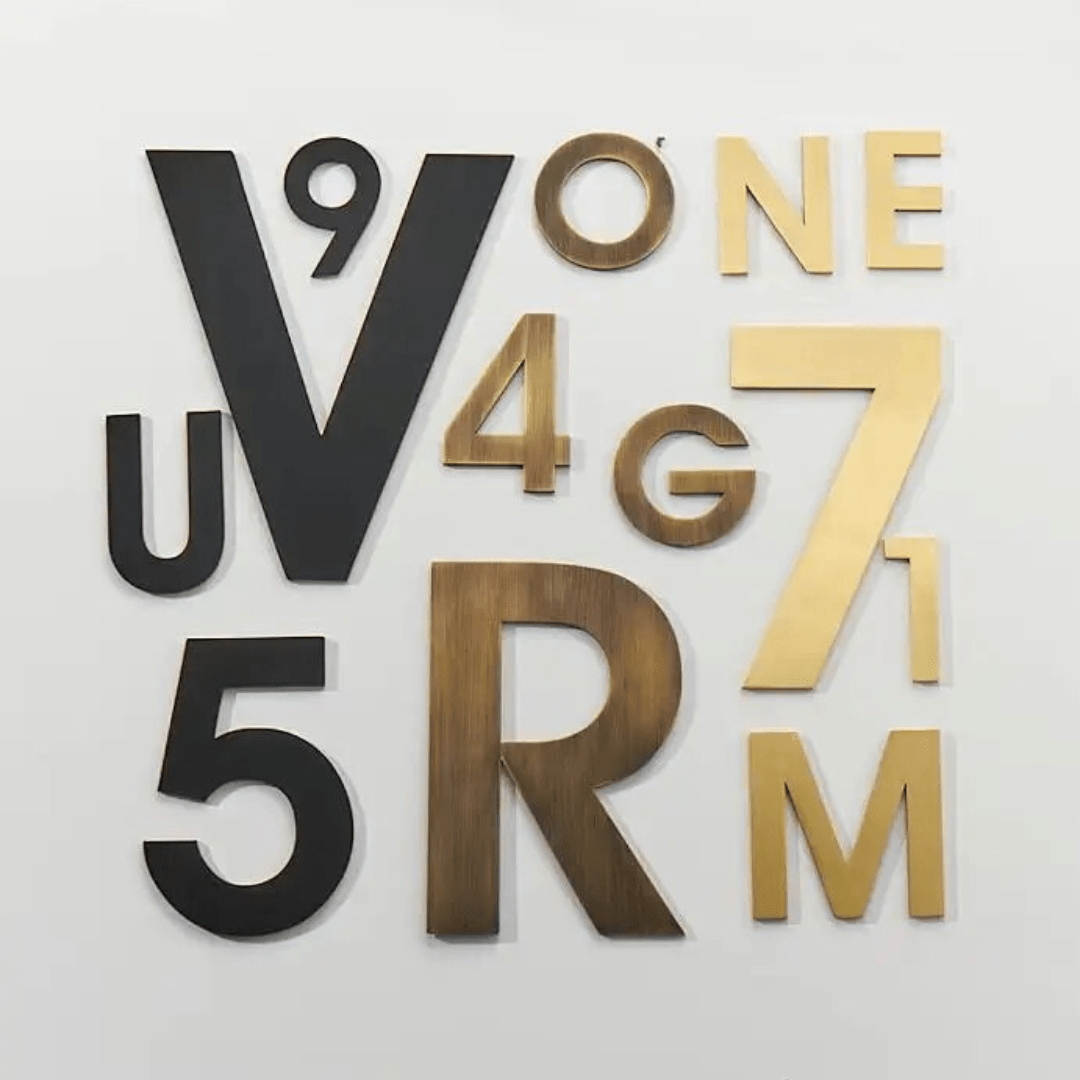 House Numbers and Letters Antique Brass / 10cm Bayside Luxe - Solid Brass Floating House Numbers and Letters - Antique Brass