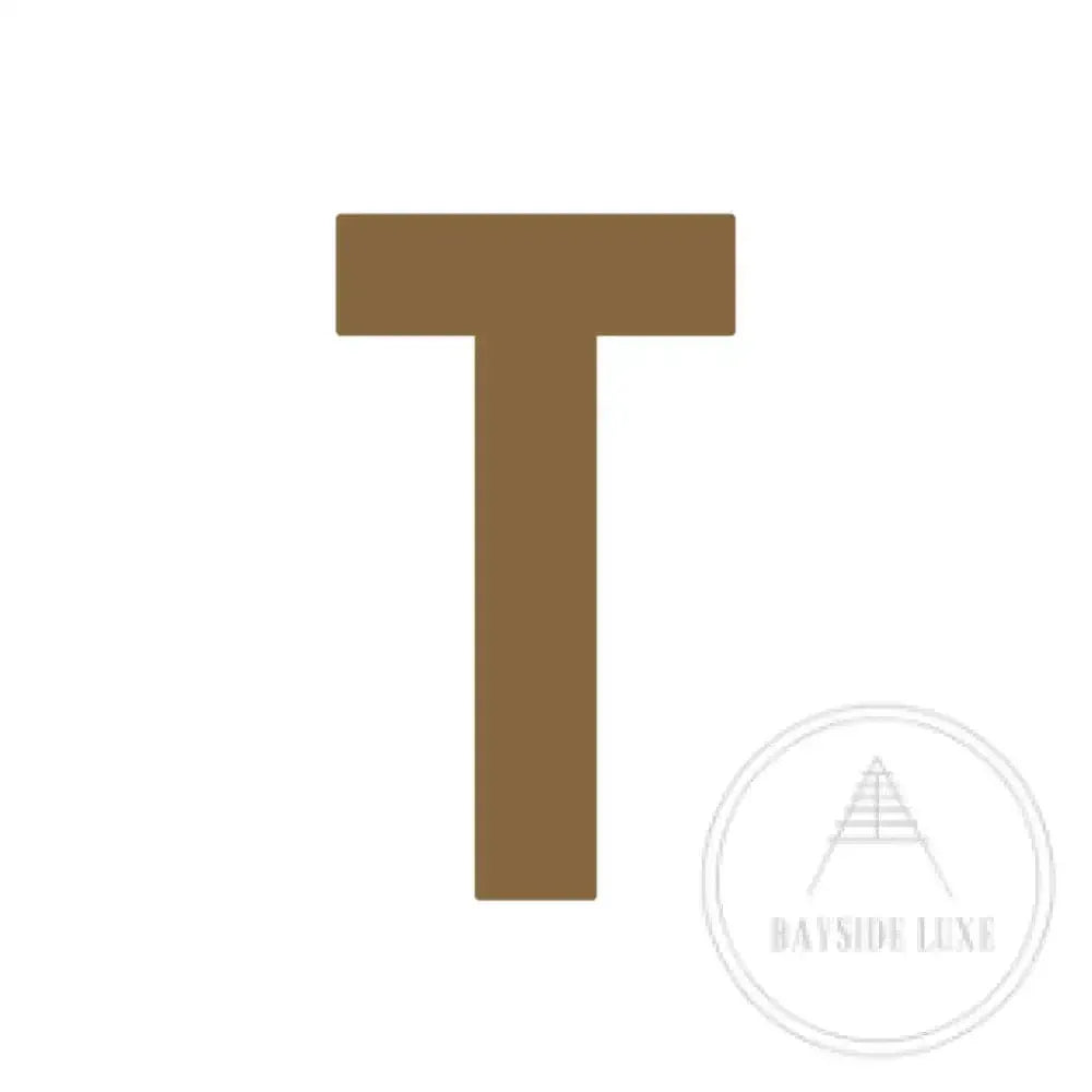 House Numbers and Letters Antique Brass / 10cm / T Bayside Luxe Signage - Solid Antique Brass Floating Numbers and Letters - Beaumaris Bay 10 cm