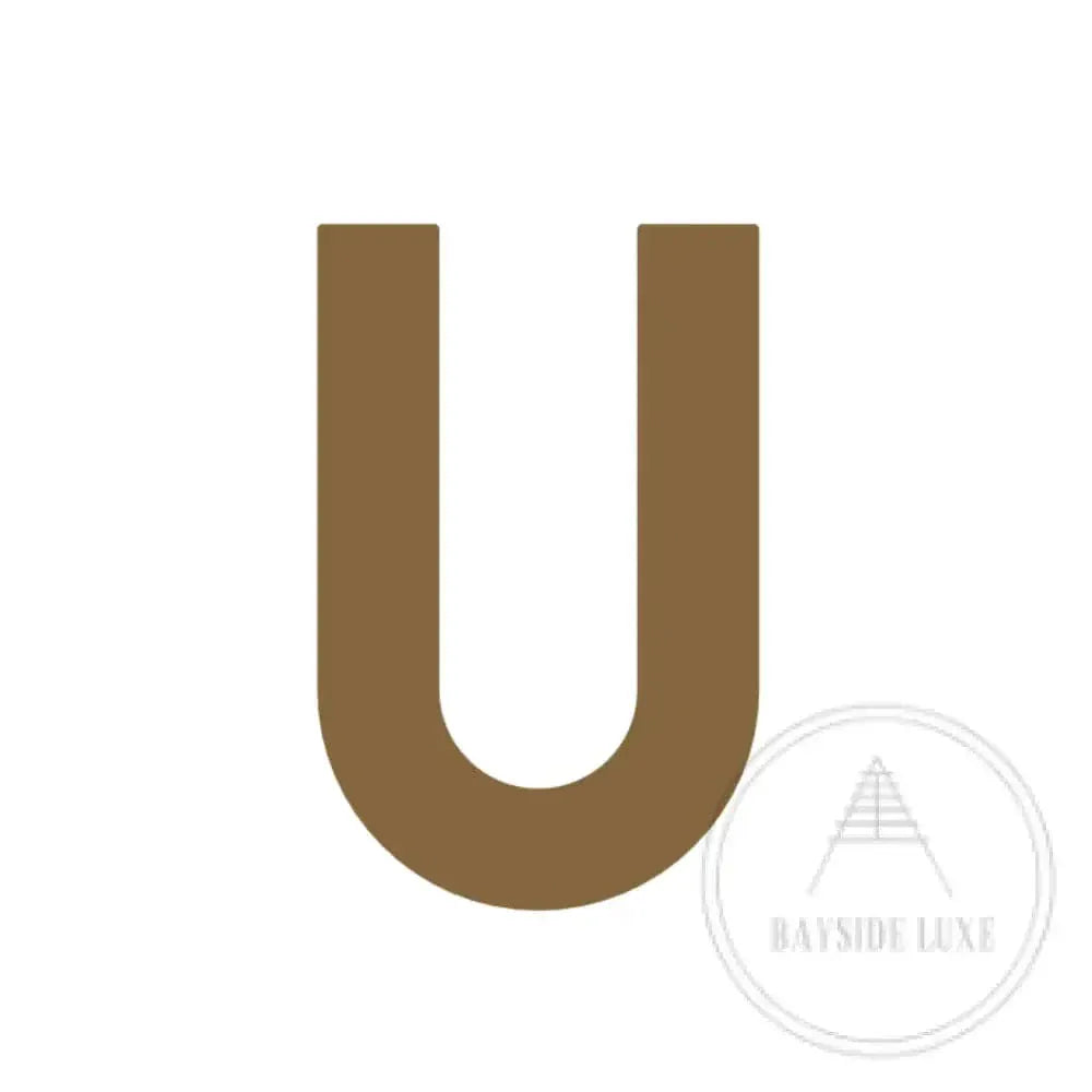 House Numbers and Letters Antique Brass / 10cm / U Bayside Luxe Signage - Solid Antique Brass Floating Numbers and Letters - Beaumaris Bay 10 cm