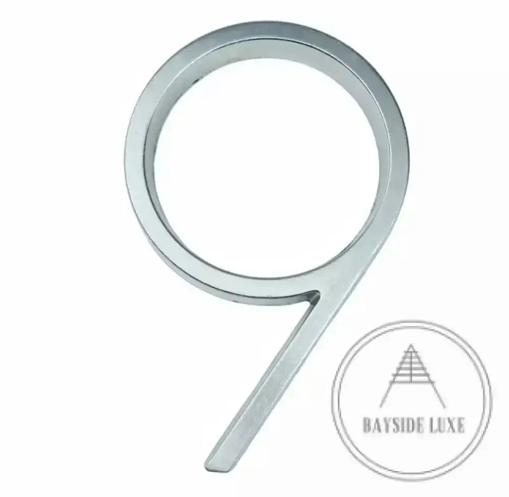 House Numbers and Letters Bayside Luxe - Brushed Silver Floating and Flush House Numbers - 125mm