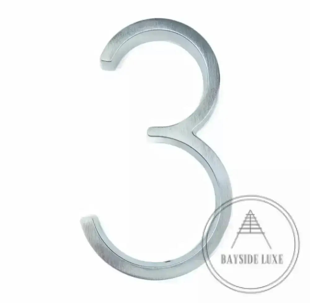 House Numbers and Letters Bayside Luxe - Brushed Silver Floating and Flush House Numbers - 125mm