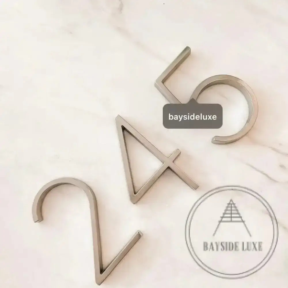 House Numbers and Letters Bayside Luxe - Brushed Silver Floating and Flush House Numbers - 125mm