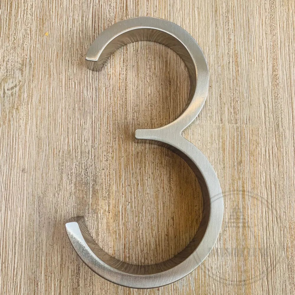 House Numbers and Letters Bayside Luxe - Brushed Silver Floating and Flush House Numbers - 125mm