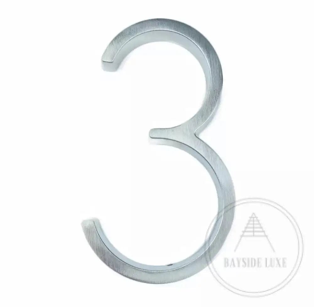 House Numbers and Letters Bayside Luxe - Brushed Silver Floating and Flush House Numbers - 125mm