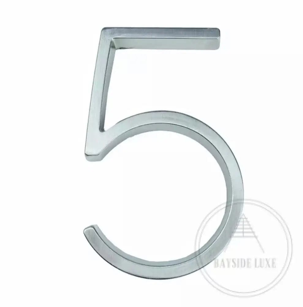 House Numbers and Letters Bayside Luxe - Brushed Silver Floating and Flush House Numbers - 125mm