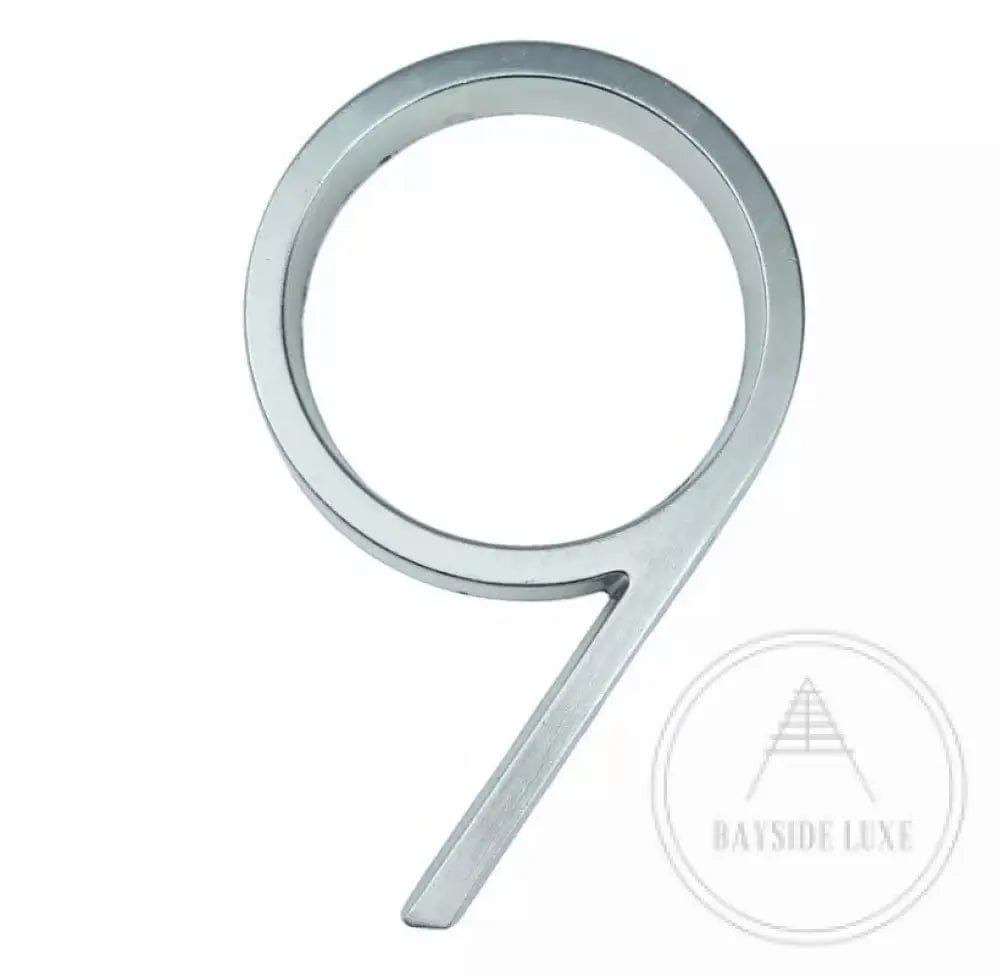 House Numbers and Letters Bayside Luxe - Brushed Silver Floating and Flush House Numbers - 125mm