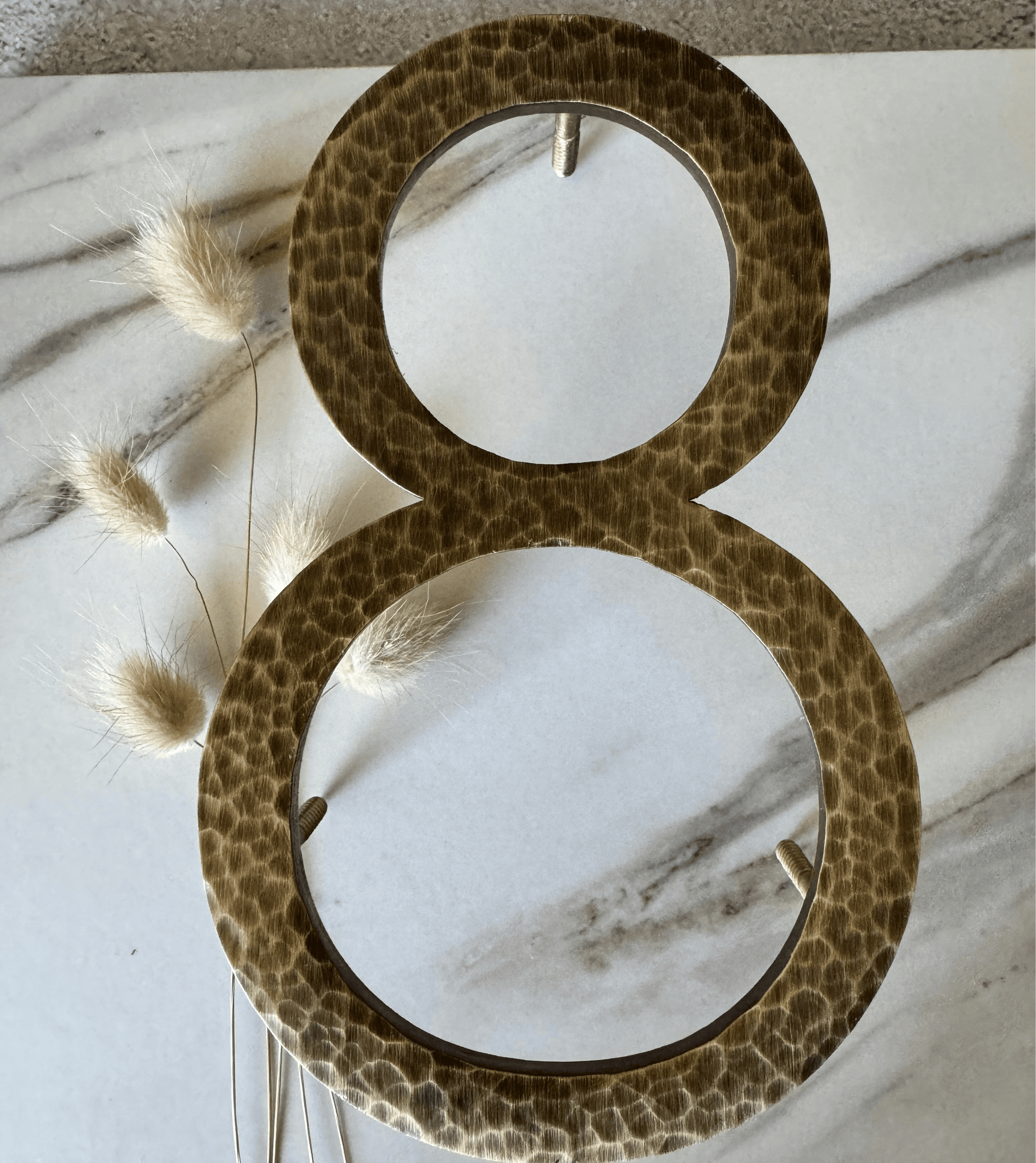 House Numbers and Letters Bayside Luxe Signage - Hammered Antique Brass Floating Numbers and Letters - Noosa 15cm
