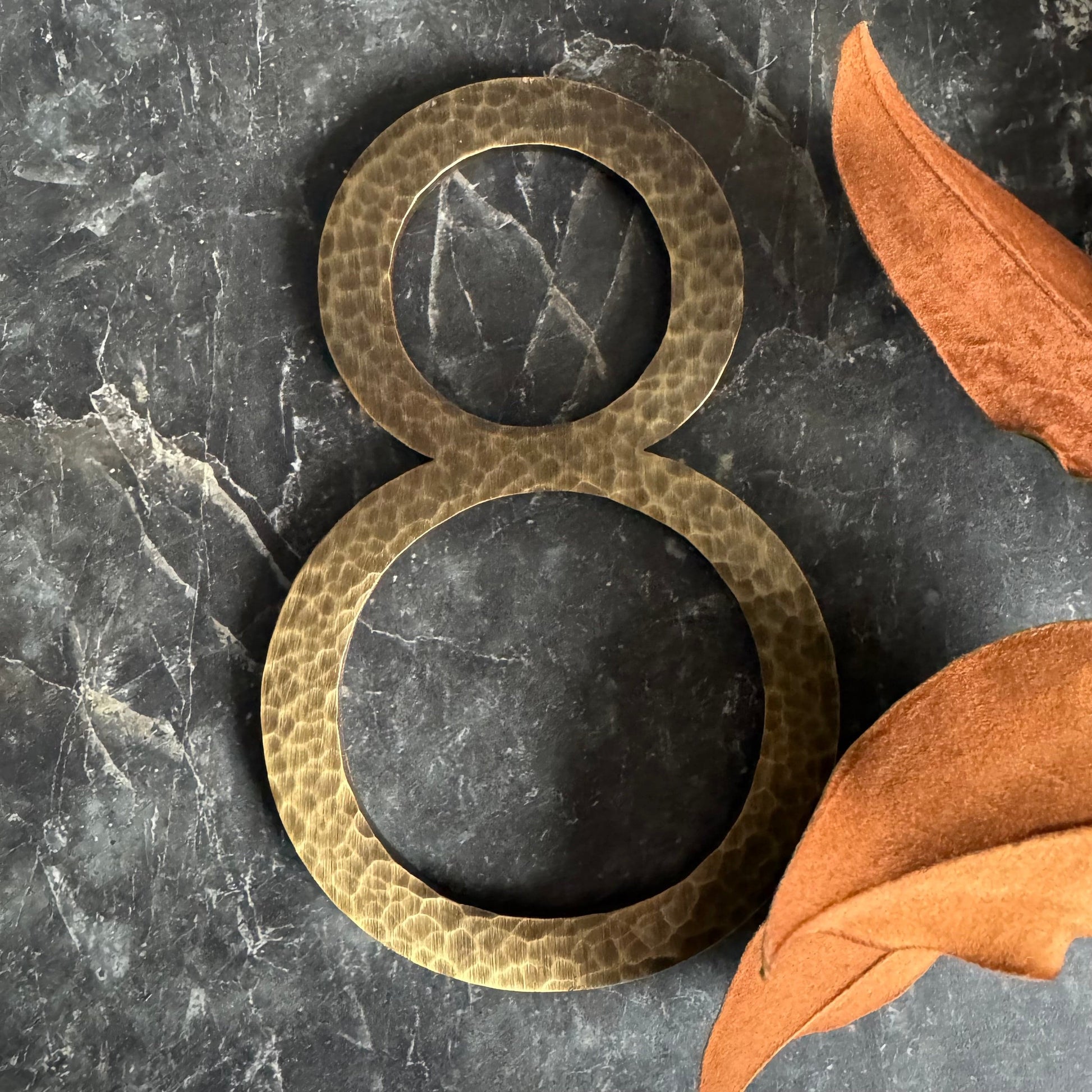 House Numbers and Letters Bayside Luxe Signage - Hammered Antique Brass Floating Numbers and Letters - Noosa 15cm