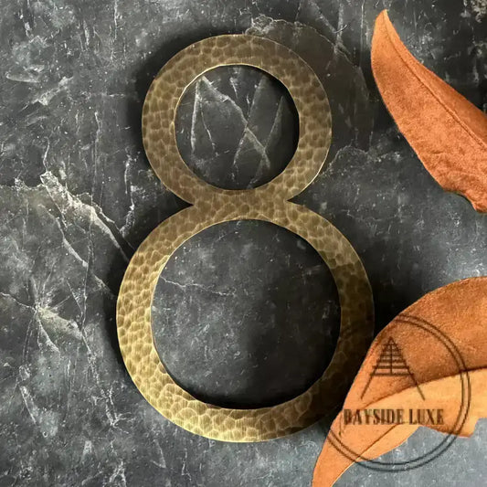 House Numbers and Letters Bayside Luxe Signage - Hammered Antique Brass Floating Numbers and Letters - Noosa 20cm