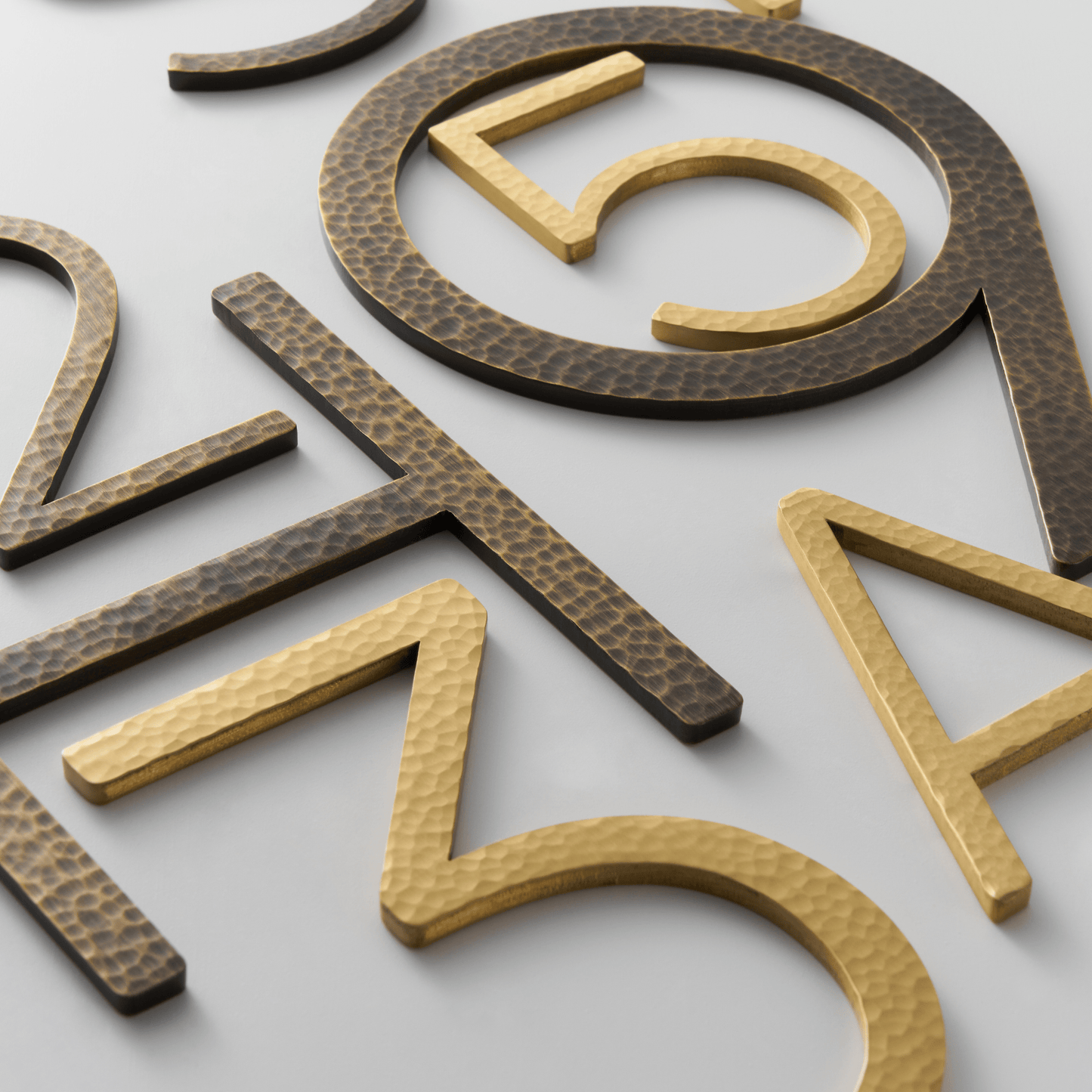 House Numbers and Letters Bayside Luxe Signage - Hammered Antique Brass Floating Numbers and Letters - Noosa 25cm