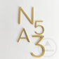 House Numbers and Letters Bayside Luxe Signage - Hammered Satin Brass Floating Numbers and Letters - Noosa 10cm