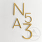 House Numbers and Letters Bayside Luxe Signage - Hammered Satin Brass Floating Numbers and Letters - Noosa 15cm