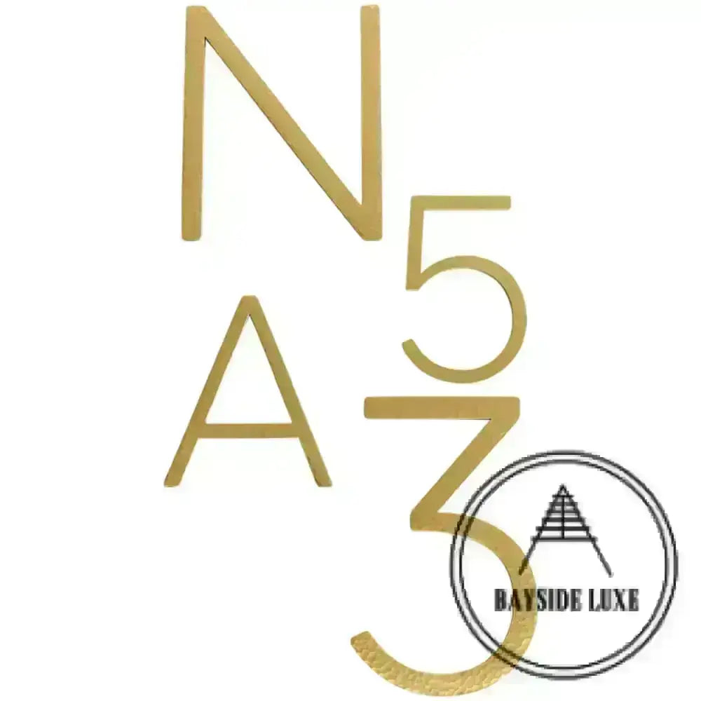 House Numbers and Letters Bayside Luxe Signage - Hammered Satin Brass Floating Numbers and Letters - Noosa 25cm