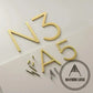 House Numbers and Letters Bayside Luxe Signage - Hammered Satin Brass Floating Numbers and Letters - Noosa 25cm
