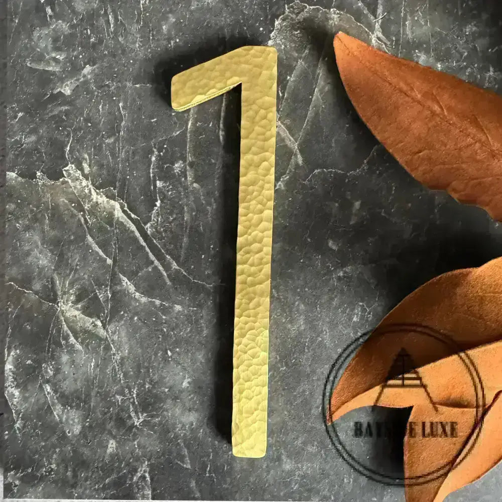 House Numbers and Letters Bayside Luxe Signage - Hammered Satin Brass Floating Numbers and Letters - Noosa 25cm