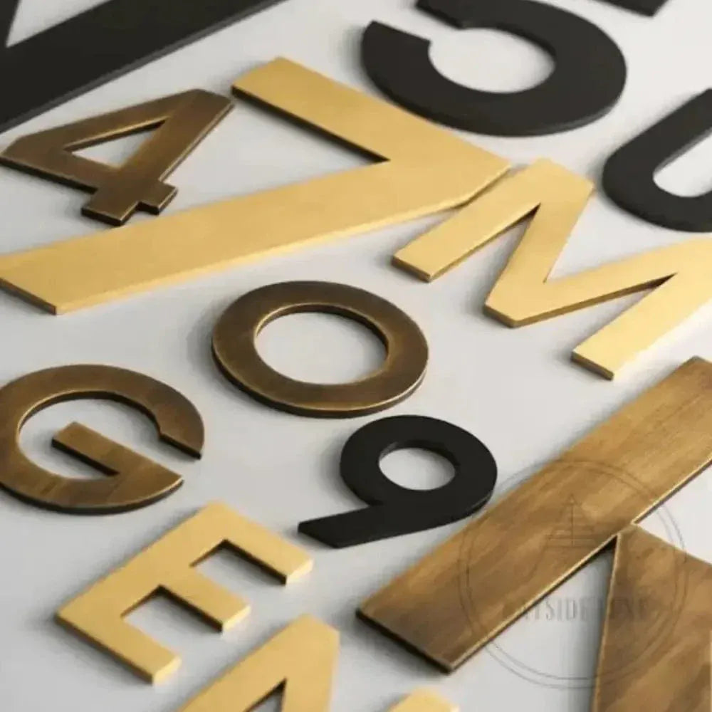 House Numbers and Letters Bayside Luxe Signage - Solid Antique Brass Floating Numbers and Letters - Beaumaris Bay 25 cm