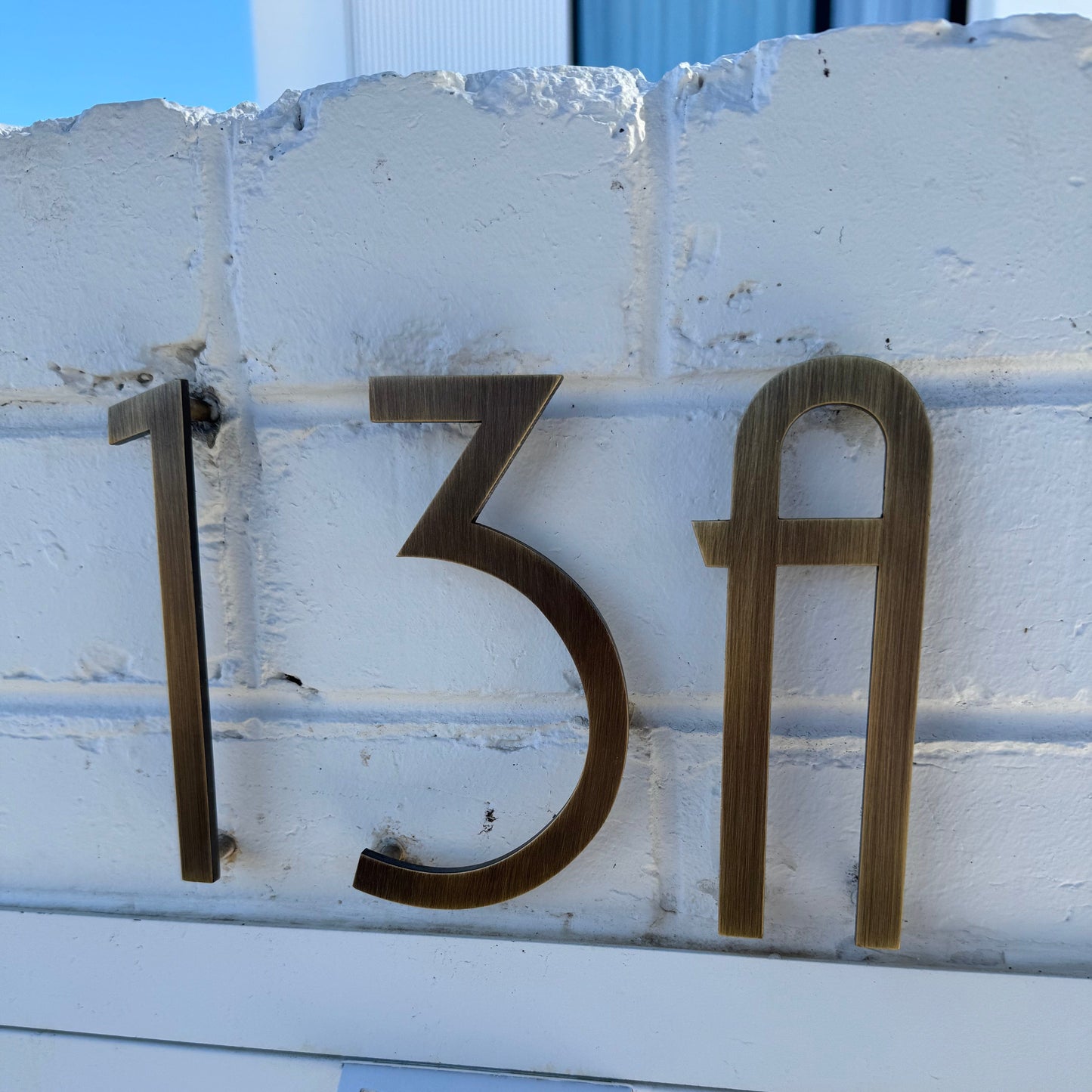 House Numbers and Letters Bayside Luxe Signage - Solid Antique Brass Floating Numbers and Letters - Merricks Beach 15cm