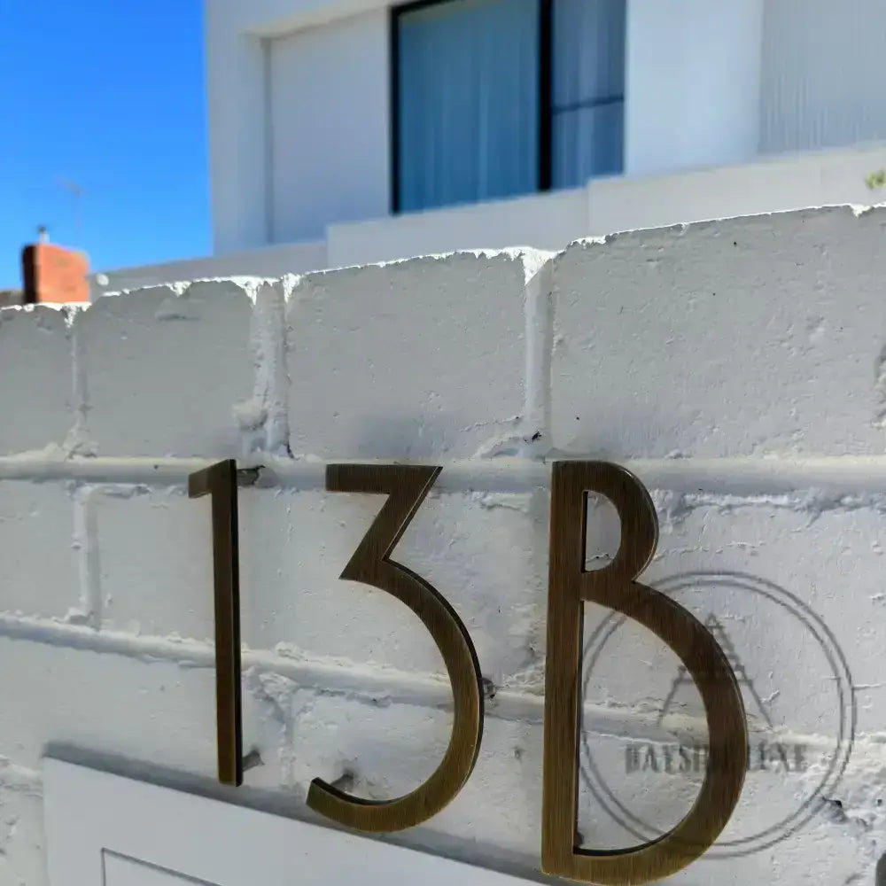 House Numbers and Letters Bayside Luxe Signage - Solid Antique Brass Floating Numbers and Letters - Merricks Beach 25cm