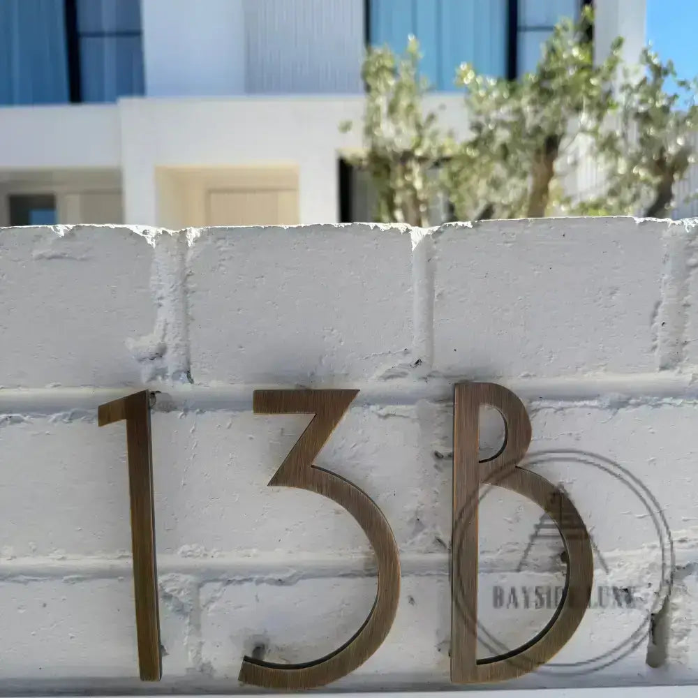 House Numbers and Letters Bayside Luxe Signage - Solid Antique Brass Floating Numbers and Letters - Merricks Beach 25cm