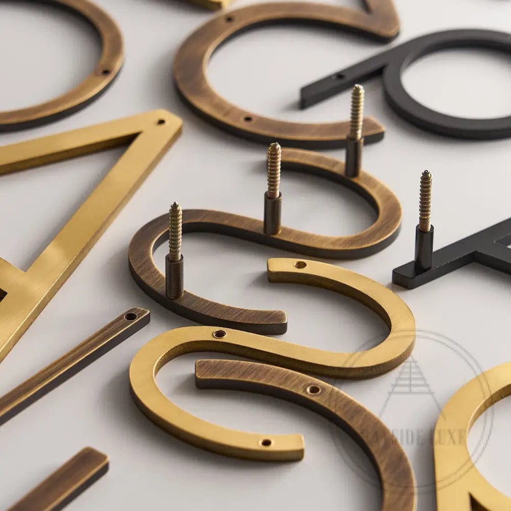 House Numbers and Letters Bayside Luxe Signage - Solid Antique Brass Floating Numbers and Letters - Watson's Bay 10cm