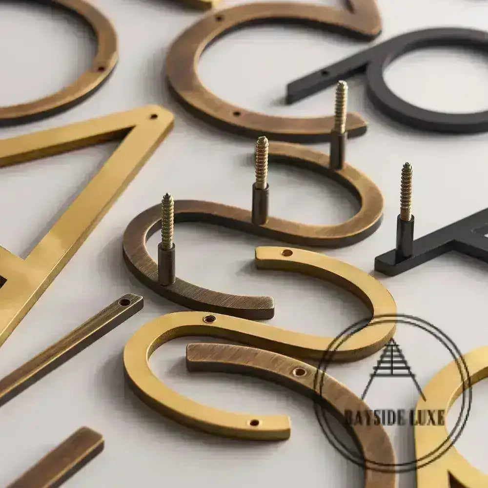 House Numbers and Letters Bayside Luxe Signage - Solid Antique Brass Floating Numbers and Letters - Watson's Bay 15cm