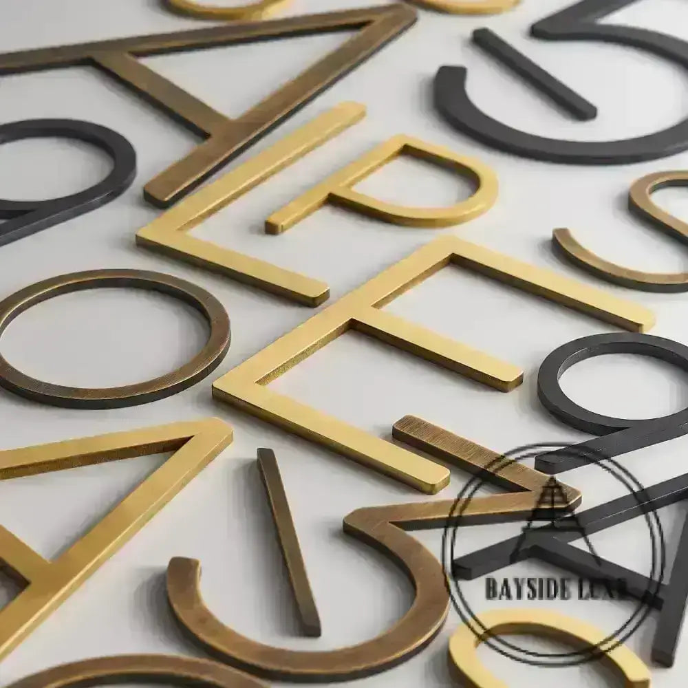 House Numbers and Letters Bayside Luxe Signage - Solid Antique Brass Floating Numbers and Letters - Watson's Bay 15cm