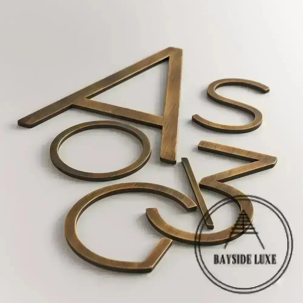 House Numbers and Letters Bayside Luxe Signage - Solid Antique Brass Floating Numbers and Letters - Watson's Bay 15cm