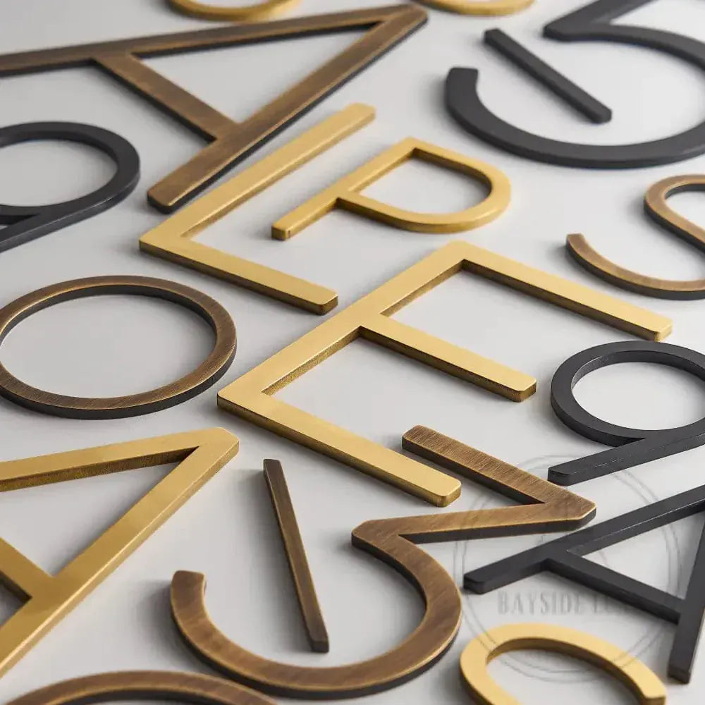 House Numbers and Letters Bayside Luxe Signage - Solid Brass Black Numbers and Letters - Watson's Bay 25cm