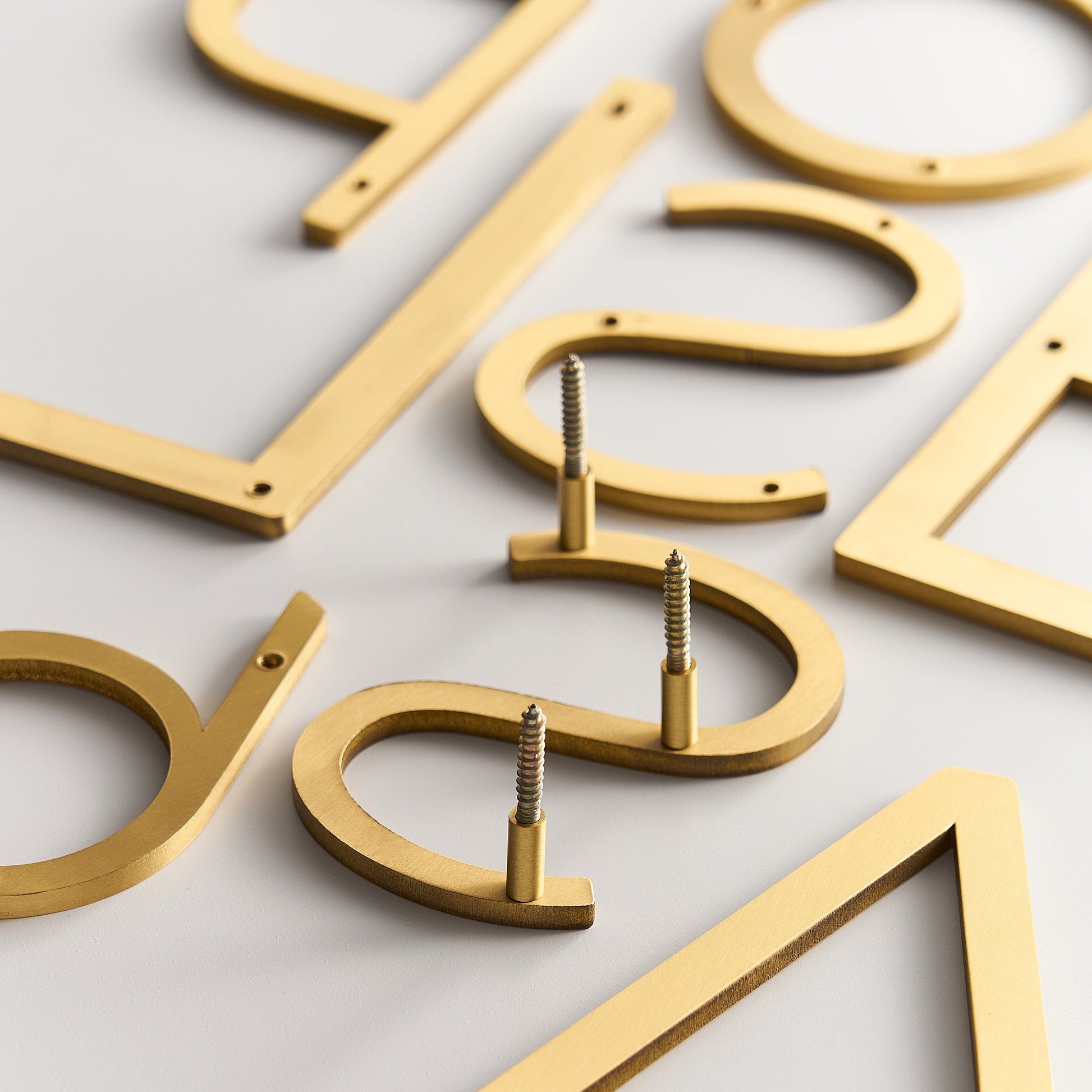 House Numbers and Letters Bayside Luxe Signage - Solid Satin Brass Floating House Numbers and Letters - Watson's Bay 20cm