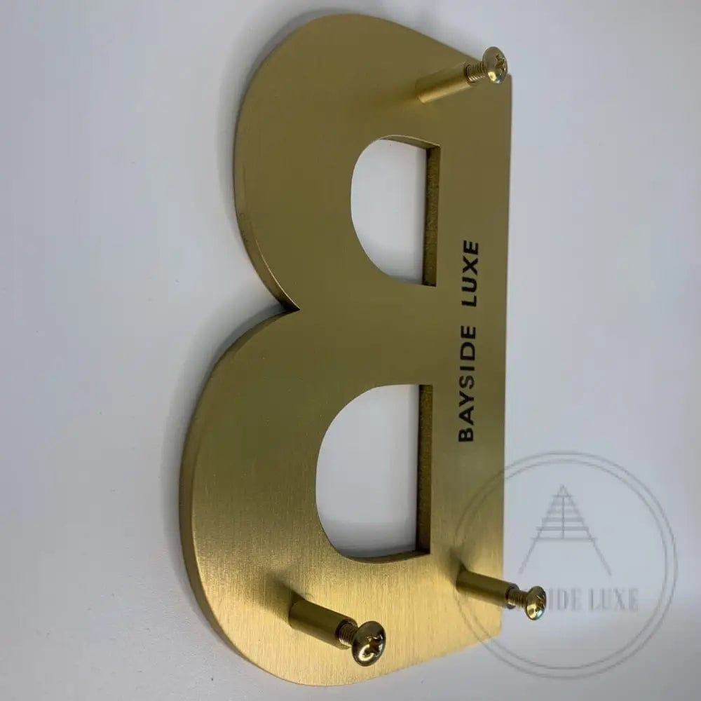 House Numbers and Letters Bayside Luxe Signage - Solid Satin Brass Floating Numbers and Letters - Beaumaris Bay 10cm