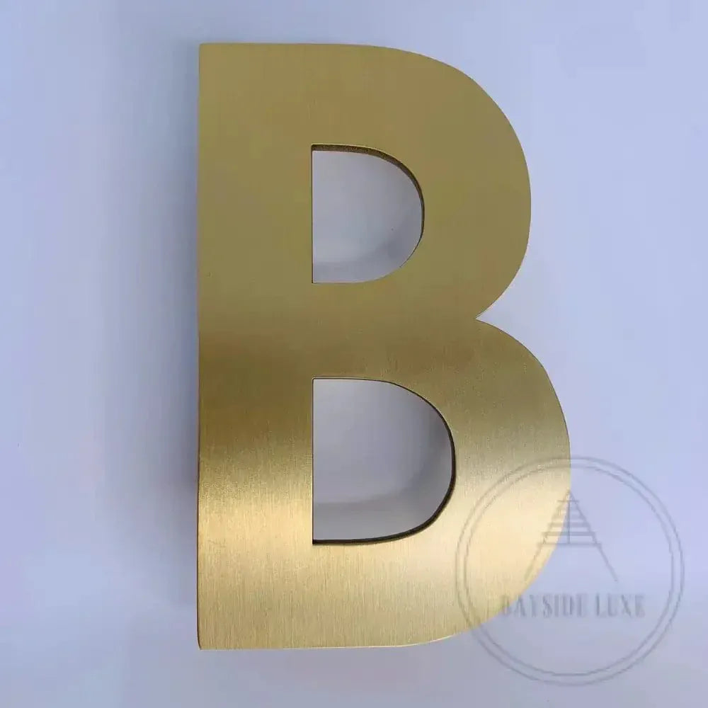 House Numbers and Letters Bayside Luxe Signage - Solid Satin Brass Floating Numbers and Letters - Beaumaris Bay 15cm