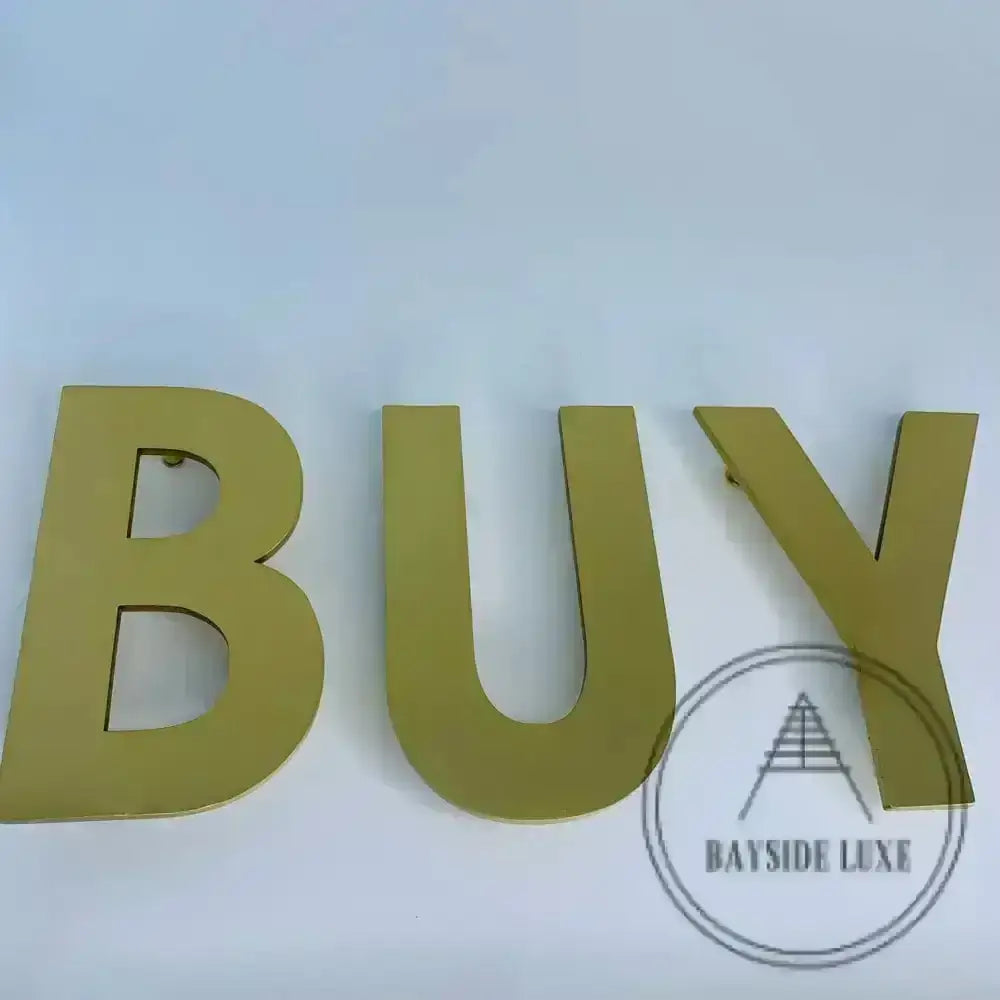 House Numbers and Letters Bayside Luxe Signage - Solid Satin Brass Floating Numbers and Letters - Beaumaris Bay 20cm