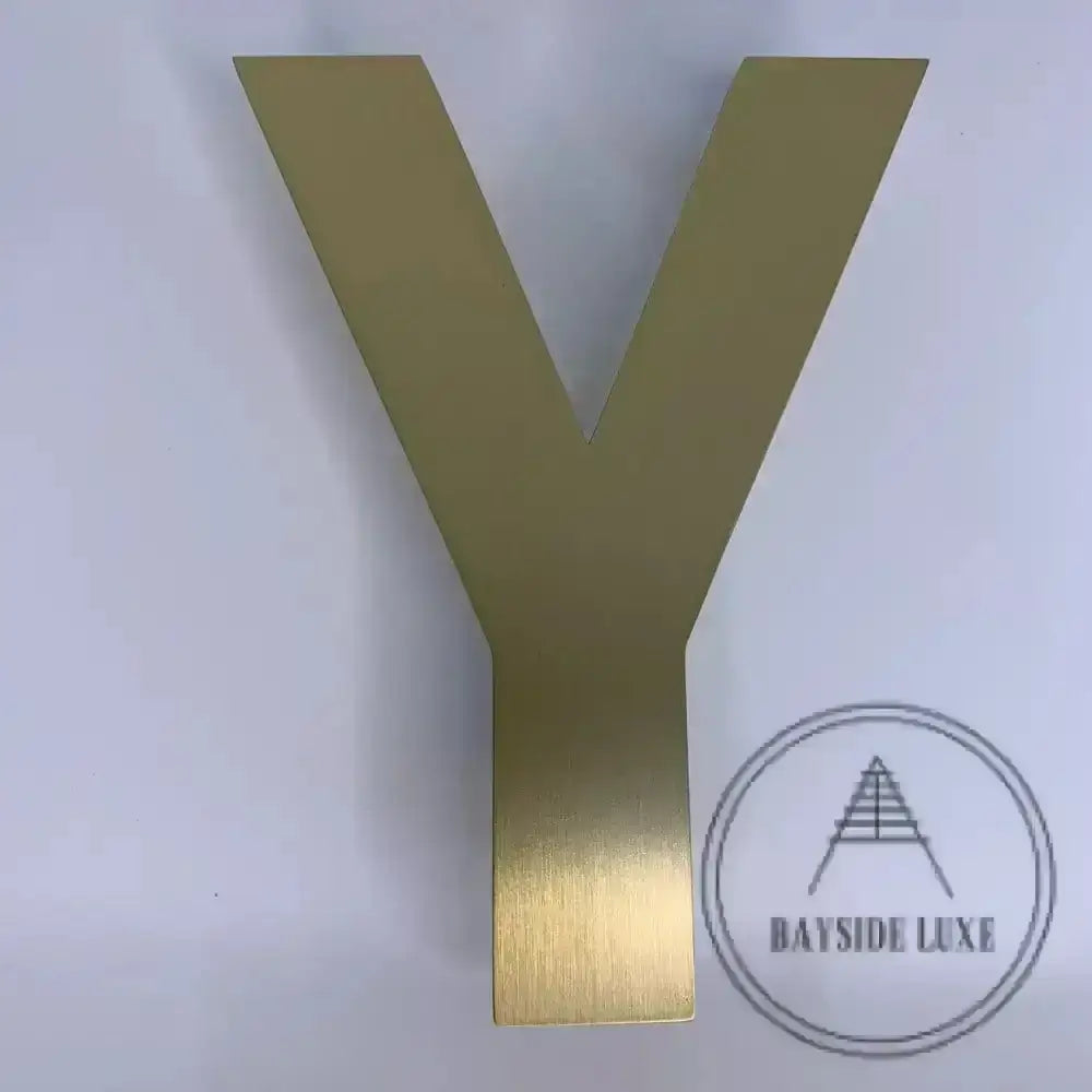 House Numbers and Letters Bayside Luxe Signage - Solid Satin Brass Floating Numbers and Letters - Beaumaris Bay 20cm