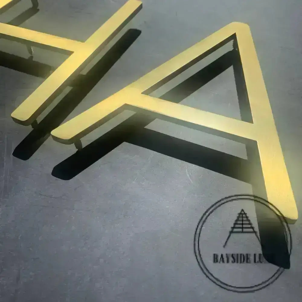 House Numbers and Letters Bayside Luxe Signage - Solid Satin Brass Floating Numbers and Letters - Watson's Bay 10cm