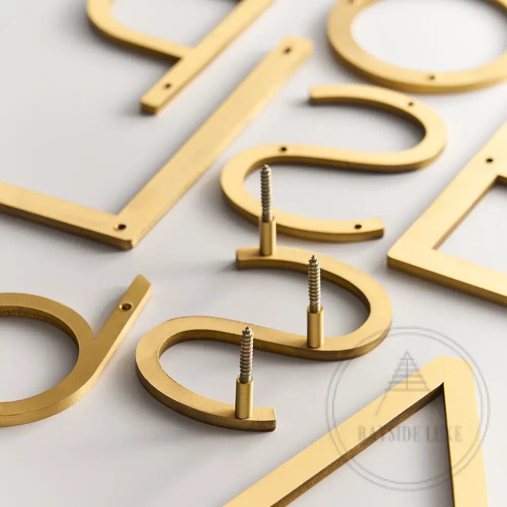 House Numbers and Letters Bayside Luxe Signage - Solid Satin Brass Floating Numbers and Letters - Watson's Bay 10cm