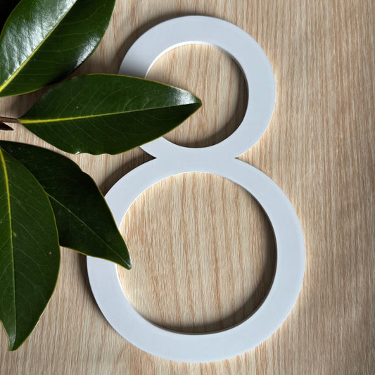 House Numbers and Letters Bayside Luxe Signage - Solid White Brass Numbers and Letters - Watson's Bay 10cm
