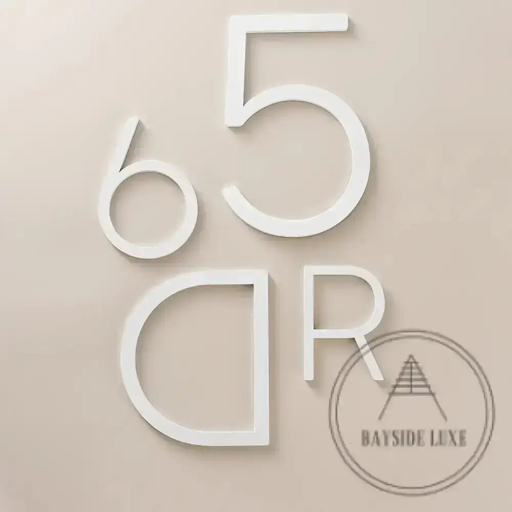 House Numbers and Letters Bayside Luxe Signage - Solid White Brass Numbers and Letters - Watson's Bay 10cm